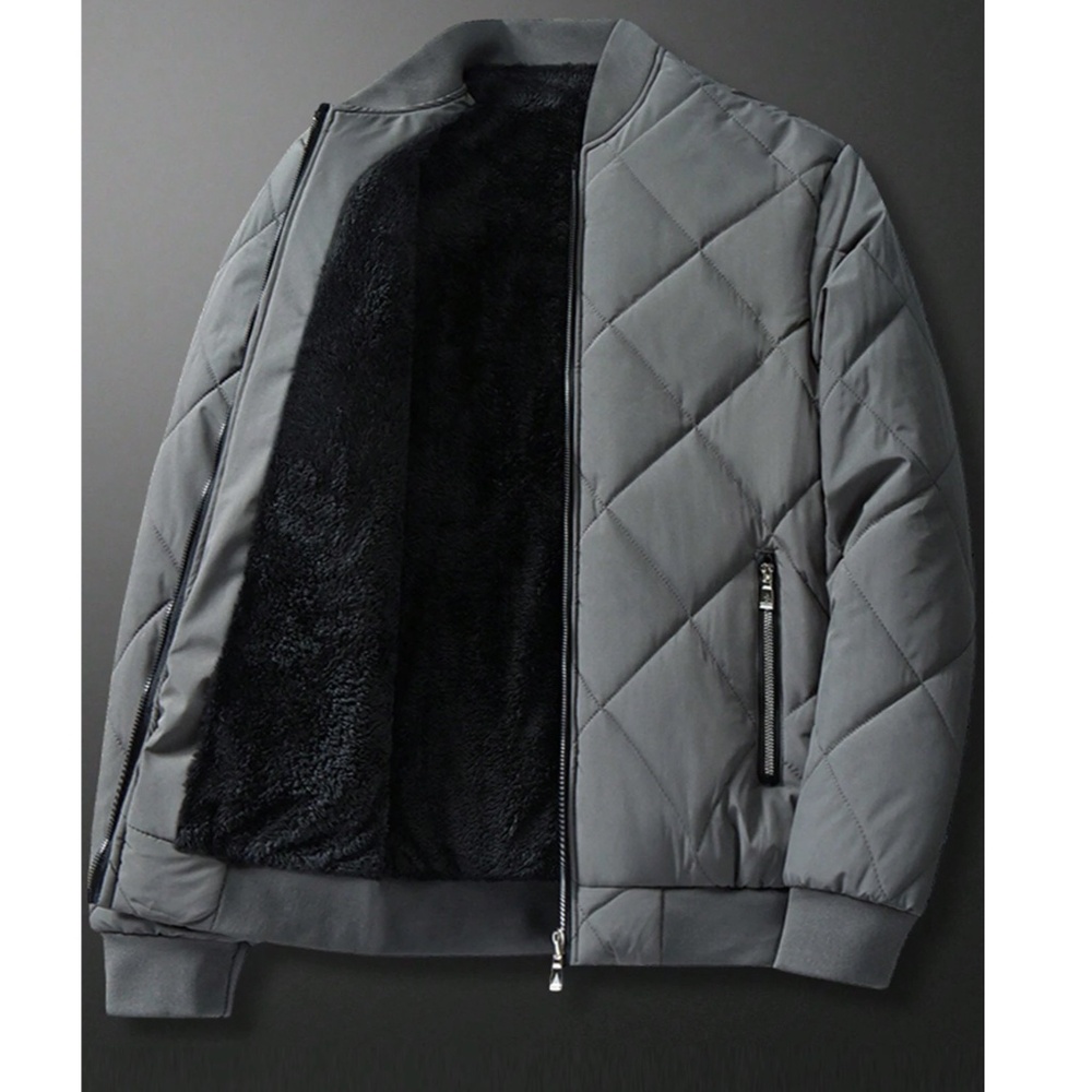 Men’s Zip Up Teddy Lined Quilted Fleece Lined Jacket